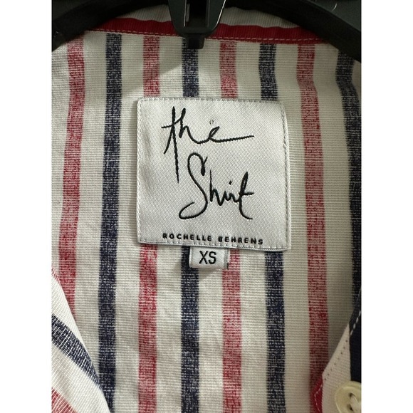 ‼️1 day sale‼️
 The Shirt Rochelle Behrens Shirt‎ Ruffle Striped Blouse Red Blue - Picture 5 of 8